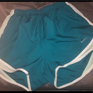 Blue and Light Green Nike Tempo Running Shorts